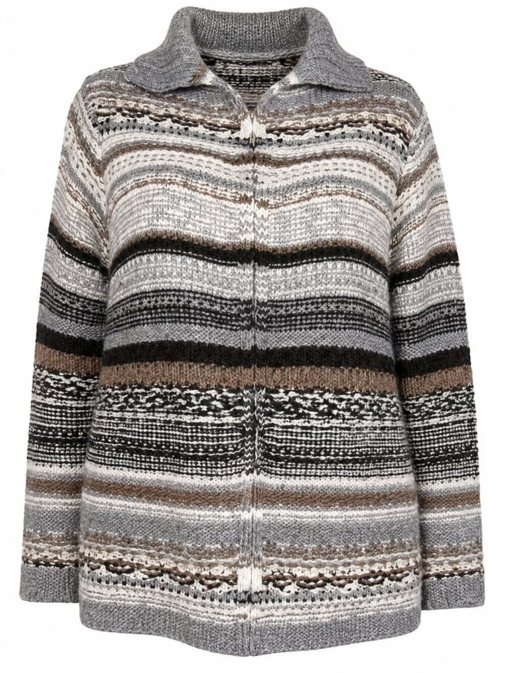 J. JILL Striped Cardigan Knit Wool Blend Sweater Size Large Petite